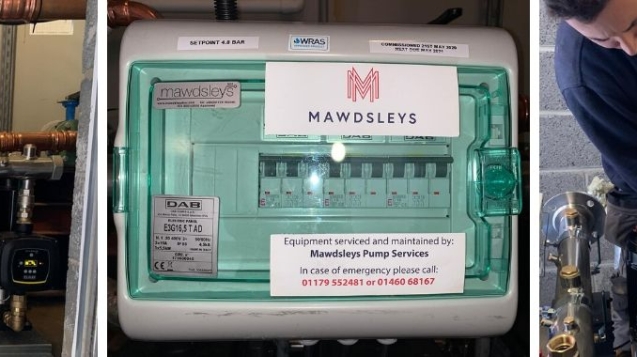 Collage of images showing a booster set being installed