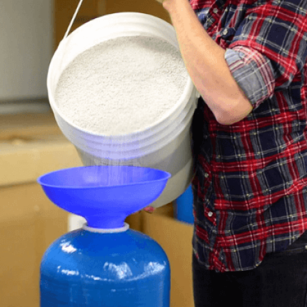 Water filtration media being replaced