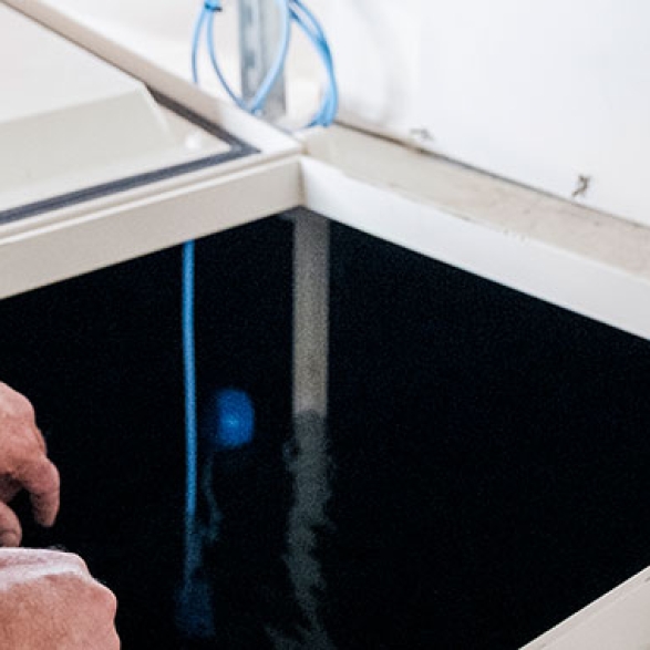 engineer checking a water hygiene system