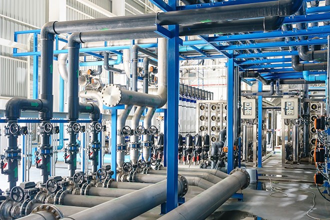 view across an industrial plant room